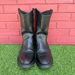 Red Wing Pecos Mens Size 11.5 Black Leather Pull On Work Boots USA Biker Grunge